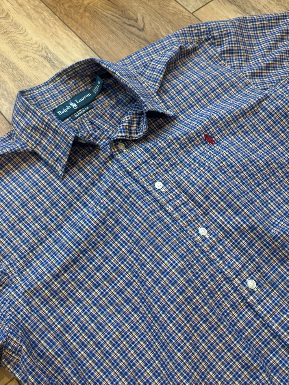 Ralph Lauren Blue and Yellow Multi-Check Button-Down Shirt